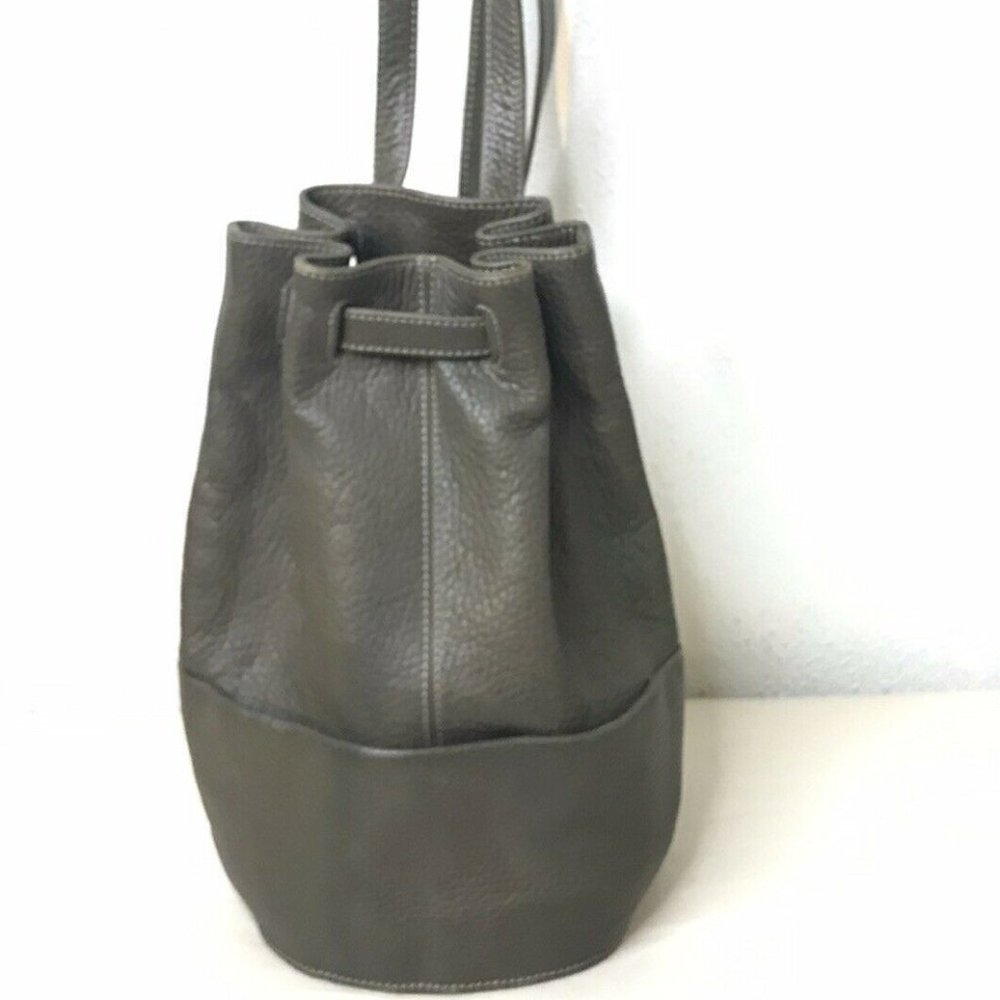 DANIER Gree Leather Drawstring Bucket Sling Bag